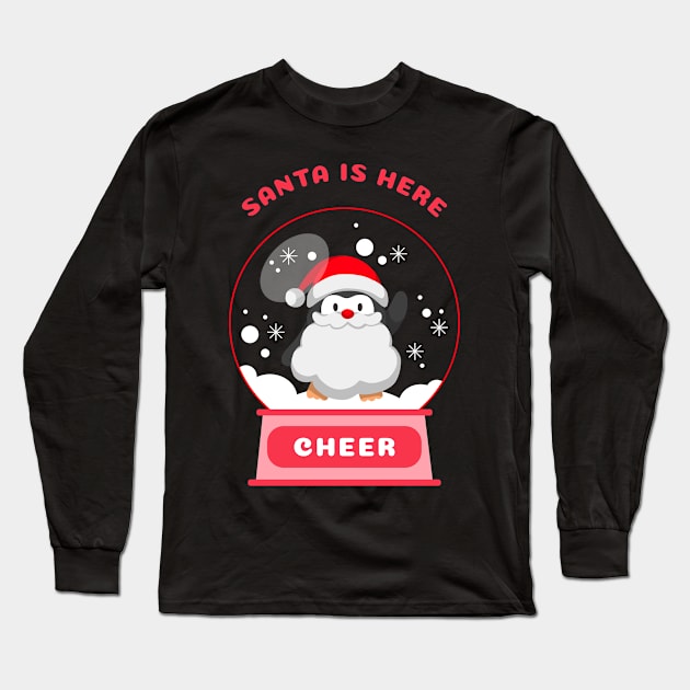 Santa Is Here Cheer Penguin (Red) Long Sleeve T-Shirt by GideonStore